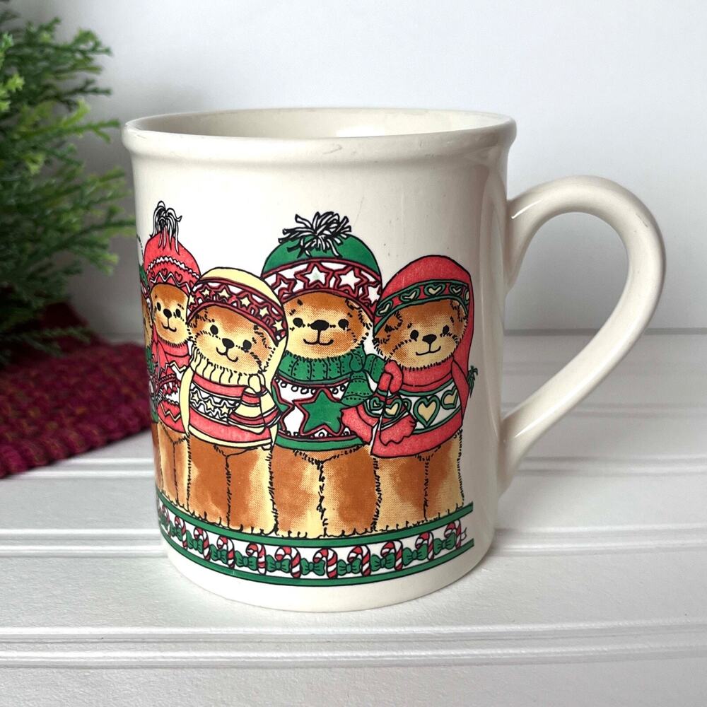 Lucy and Me Sweater Bears Mug Vintage 1980 Lucy Rigg Enesco Holiday Winter Korea